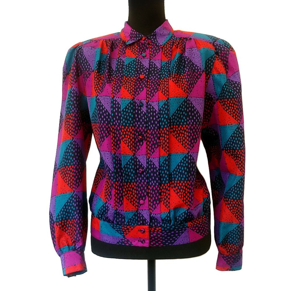 Vintage 1980s Geometric Vaporwave New Wave Top